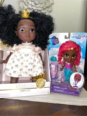 Littlelistas Baby Lily Doll + Ariel Pop Tails Mermaid Bundle NIB
